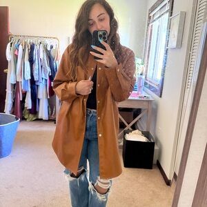 Bagatelle Collection | Faux Leather Oversized Shacket Size Large